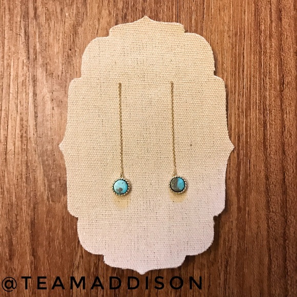 teamaddison Jewelry - FLASH SALE Turquoise Gold Threader Earrings NEW